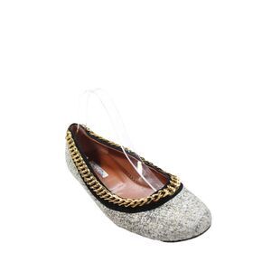 Oscar de la Renta Womens Chain Link Ballet Flats White Grey Size 40.5 10.5